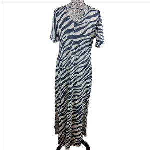 Manydress Medium Maxi Zebra Print Vneck Dress